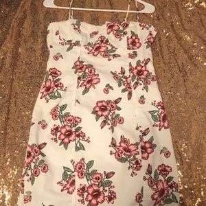 White denim floral mini dress